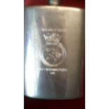 Hip Flask-HMS Swiftsure with Crest-Decommissioning 1991, Made in Sheffield, English Pewter
