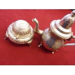 Vintage Teapot-White metal oriental teapot And sweet meat dish.
