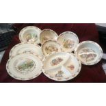 Royal Doulton - (7) Bunnykins plates of different sizes , excellent condition