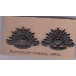 Australian - Australia Commonwealth Military Forces - Officers Blackened-Brass pair of collar