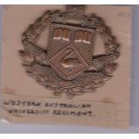 Australian - Western Australia University Regiment Officers Cap Badge - Bronzed copper