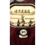 Vintage 'Guinness Tray + 2 Ash Trays, 4 mini bottle of Guinness