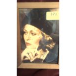 Framed print - 5 x 7 of Faye Dunaway-autographed by artist