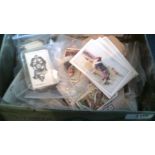 Cigarette Cards part sets sorted in to bags in large toffee tin (Quantity)