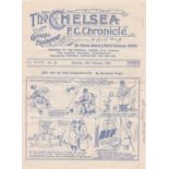 Chelsea v Bolton Wanderers 1933 February 25th horizontal fold no staple rust mark rev pencil