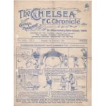 Chelsea v Blackpool 1930 November 1st horizontal & vertical folds rusty staple rev score graffiti