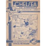 Chelsea v Middlesbrough 1937 January 9th vertical fold no staple small tear to left where staple