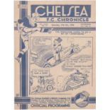 Chelsea v Sheffield Wednesday 1936 October 17th horizontal fold rev pencil graffiti