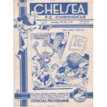 Chelsea V Huddersfield Town 1937 March 27th horizontal fold rusty staple