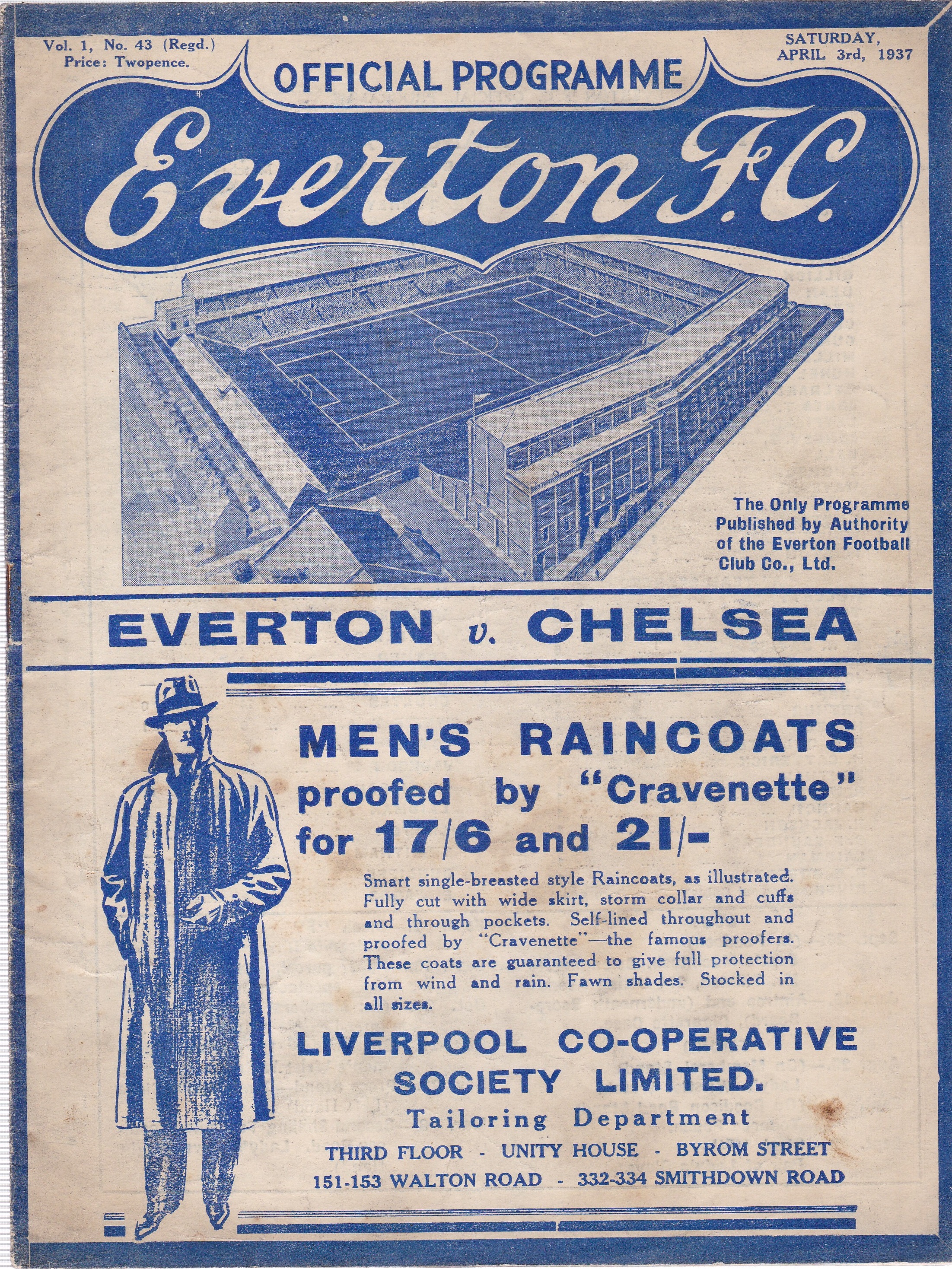 Everton V Chelsea 1937 April 3rd rusty staple