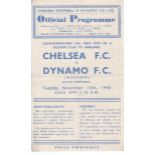 Chelsea v Dynamo 1945 November 13th horizontal & vertical folds some pen graffiti 1st visit of