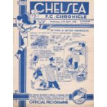 Chelsea v Charlton Athletic 1938 April 27th horizontal fold rusty staple