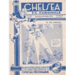 Chelsea v Arsenal 1937 October 9th horizontal & vertical folds rev pen score graffiti