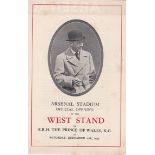 Arsenal v Chelsea 1932 December 10th rusty staples includes brochure Arsenal Stadium Official