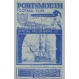 Portsmouth v Chelsea 1937 February 6th vertical fold rusty staples