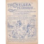 Chelsea v Liverpool 1931 October 3rd horizontal & vertical folds rusty staple