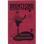 Brentford v Chelsea 1938 October 22nd rusty staple score graffiti on team page
