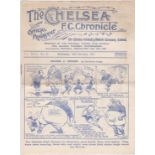 Chelsea v Huddersfield Town 1931 February 18th horizontal fold rusty staple