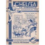 Chelsea v Manchester City 1937 November 20th original programme removed from bound volume
