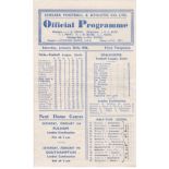 Chelsea v West Ham United 1946 January 26th horizontal fold score graffiti