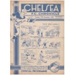 Chelsea v Leeds United 1938 December 27th horizontal & vertical folds rusty staple rev score