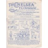 Chelsea v Leicester City 1932 February 6th horizontal fold rusty staple hole punched left