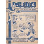 Chelsea v Derby County 1938 October 29th horizontal fold toned