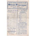 Chelsea v Plymouth Argyle 1946 April 19th horizontal & vertical folds pencil score graffiti