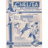 Chelsea v Wolverhampton Wanderers 1937 March 13th horizontal & vertical folds rusty staple