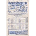 Portsmouth v Chelsea 1946 April 20th vertical fold score graffiti on front