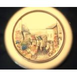 Vintage Chalk ware wall plaque-hand painted of Clovelly - 3d image small chip to rim unboxed