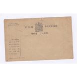 British WWI Censor Post Card, unused Field Service Postcard A.F.A. 2042, 114/Gen. No./5248. These