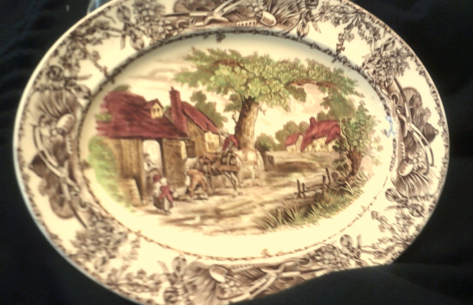 Royal Staffordshire Dinner Plate- by 'A.J.Wilkinson Ltd' Rural scenes - Horses and collages unboxed