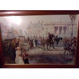 Print-8th battalion Sherwood Foresters 1914, Newark Market Place, framed(wood)-Picture size