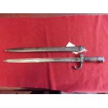 French WWI M.1892 Mannlicher-Berthier bayonet, issue number: e 80474, in fair condition.