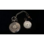 Pocket Watches-Ladies silver cased pocket watch blue/white/gold enamelled dial-and a gents silver