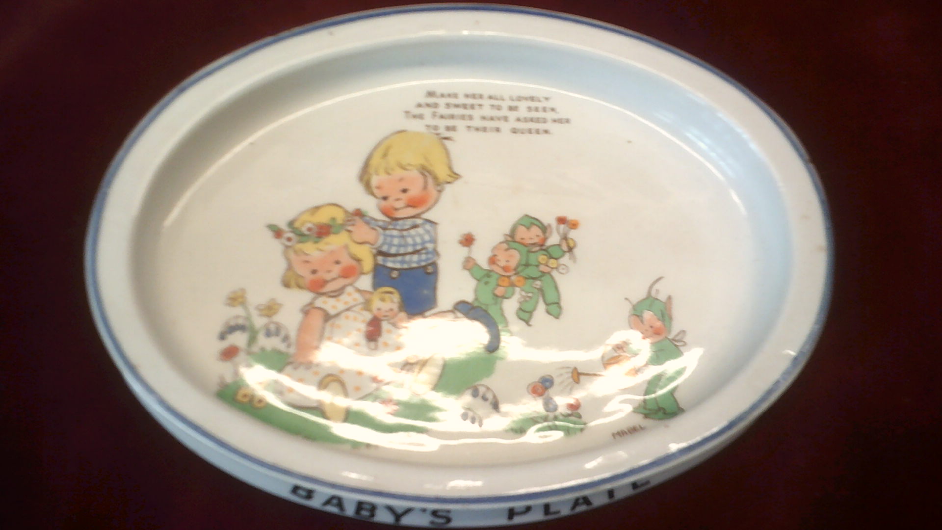Vintage Shelley - Baby Plate, very good condition, oval, in excellent condition