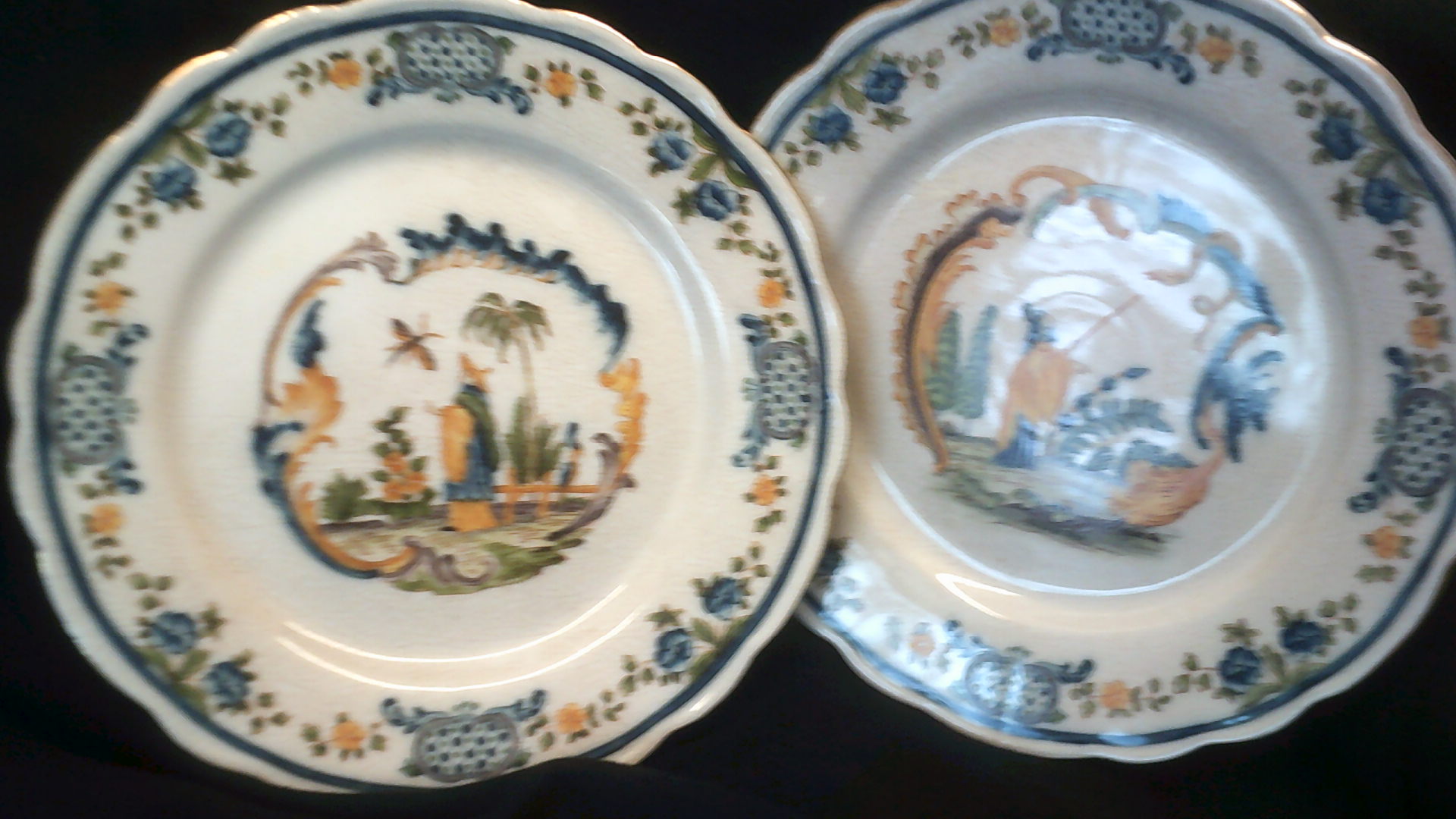 Pottery Plates (2) with a Chinese design early 1900's mark on back but unable to trace maker