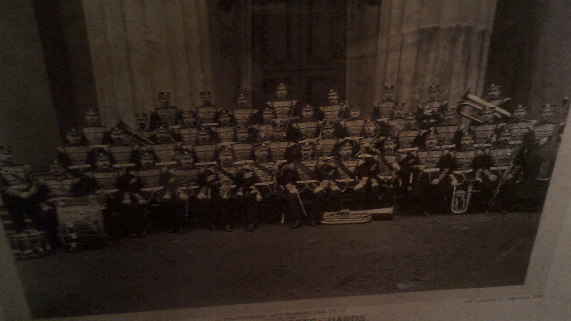 Photo--Band of H.M.Scots Guards - July 5th 1897, presented to H.McCalmont Esq., M.P. photographed by