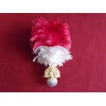 Northumberland Fusiliers Plume holder Busby Cap Badge, EIIR type with red and white feather plume (