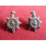 Queen's Regiment (Prince of Wales's Royal Regiment), WWI Officers Collar Badges (Bronze), lugs.