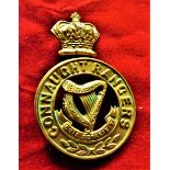 Connaught Rangers Other Ranks Helmet Plate issued between 1881-1914, (Gilding-metal), two lugs on