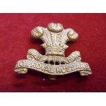 10th (The Prince of Wales Own Royal Regiment) Hussars WWI War Economy Cap Badge (Brass), slider. K&