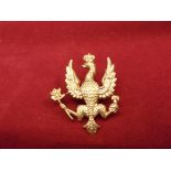14th/20th King's Hussars Officers Cap Badge (Gilt), two lugs, second type sealed in March 1932. K&K: