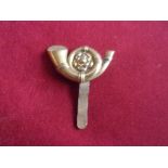 King's Own Yorkshire Light Infantry WWI War Economy Cap Badge (Brass), slider. K&K: 670