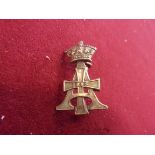 19th (Queen Alexandra's Own Royal Hussars) Economy Cap Badge issued between 1909-1922 (Brass), two