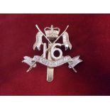 16th/5th Queen's Royal Lancers EIIR Officers Cap Badge (Anodised), two lugs. K&K: 1911