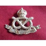 South Staffordshire Regiment WWI War Economy Forage Cap Badge (Brass ), slider. K&K: 649