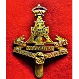 Alexandra, Princess of Wales's Own (Yorkshire Regiment) Forage Cap Badge (Gilding-metal), slider.