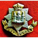 East Surrey Regiment Victorian Forage Cap Badge (Bi-metal), slider. K&K: 640